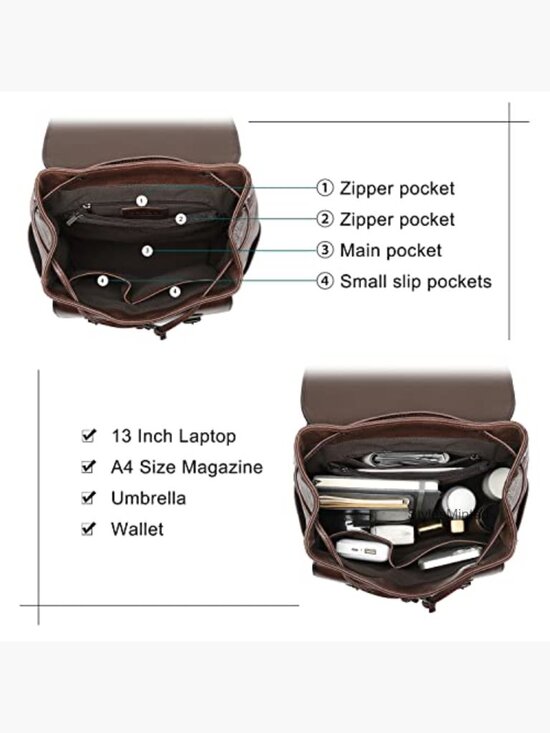 Vintage Genuine Leather Backpack Purse Rucksack Retro Daypack for Women main image 2